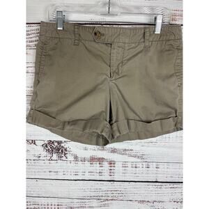 Womens Y2K GAP Khaki Tan Chino Cuffed Mini Shorts Casual 5" Inseam Low Rise Sz 8